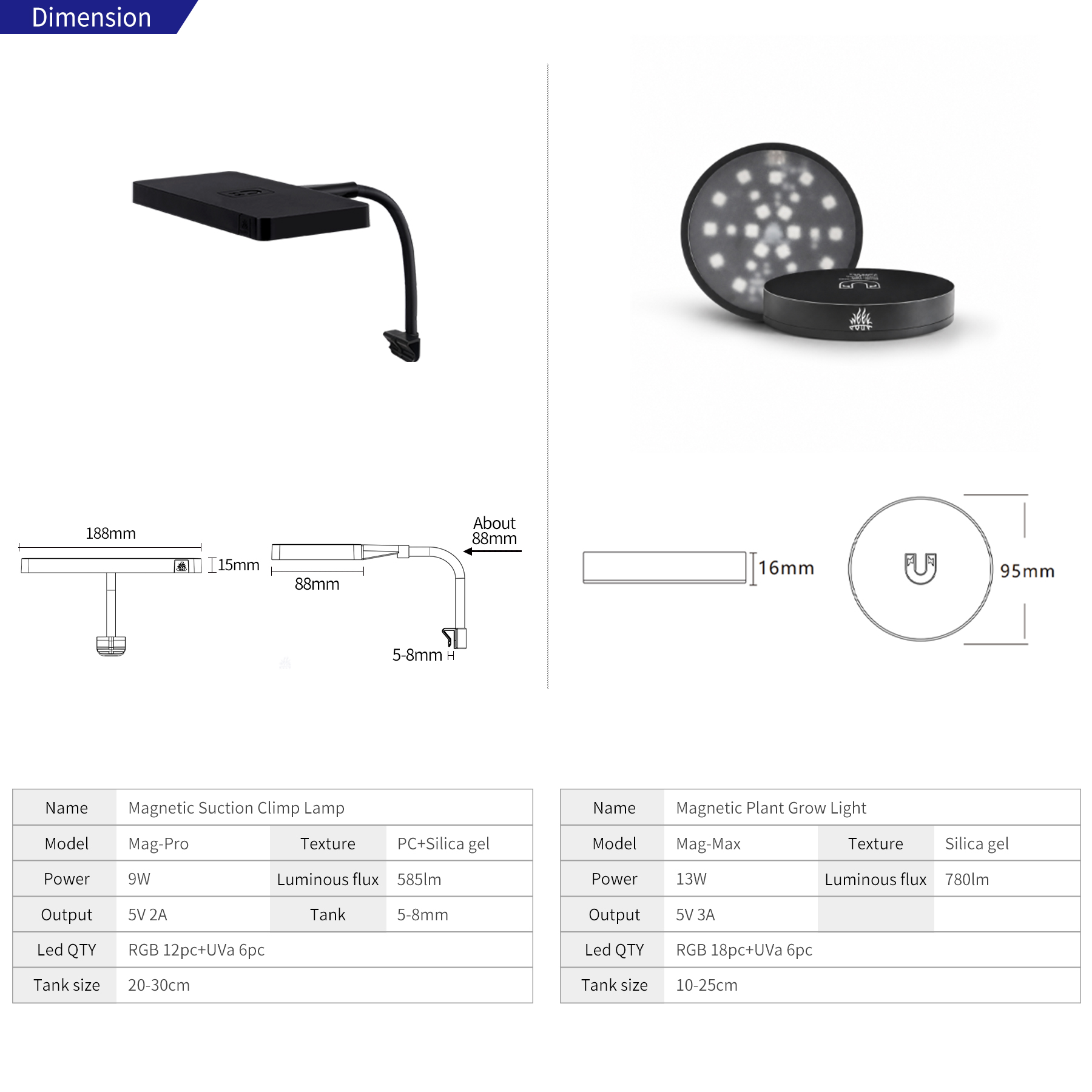 WEEK AQUA Mag-Pro Mag-Max Nano - Aquarium Plant Light 评论和价格